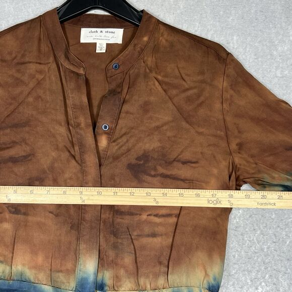 ANTHROPOLOGIE CLOTH & STONE PERLA TIE DYE MAXI SHIRT DRESS WOMEN’S SZ MEDIUM - Picture 4 of 13